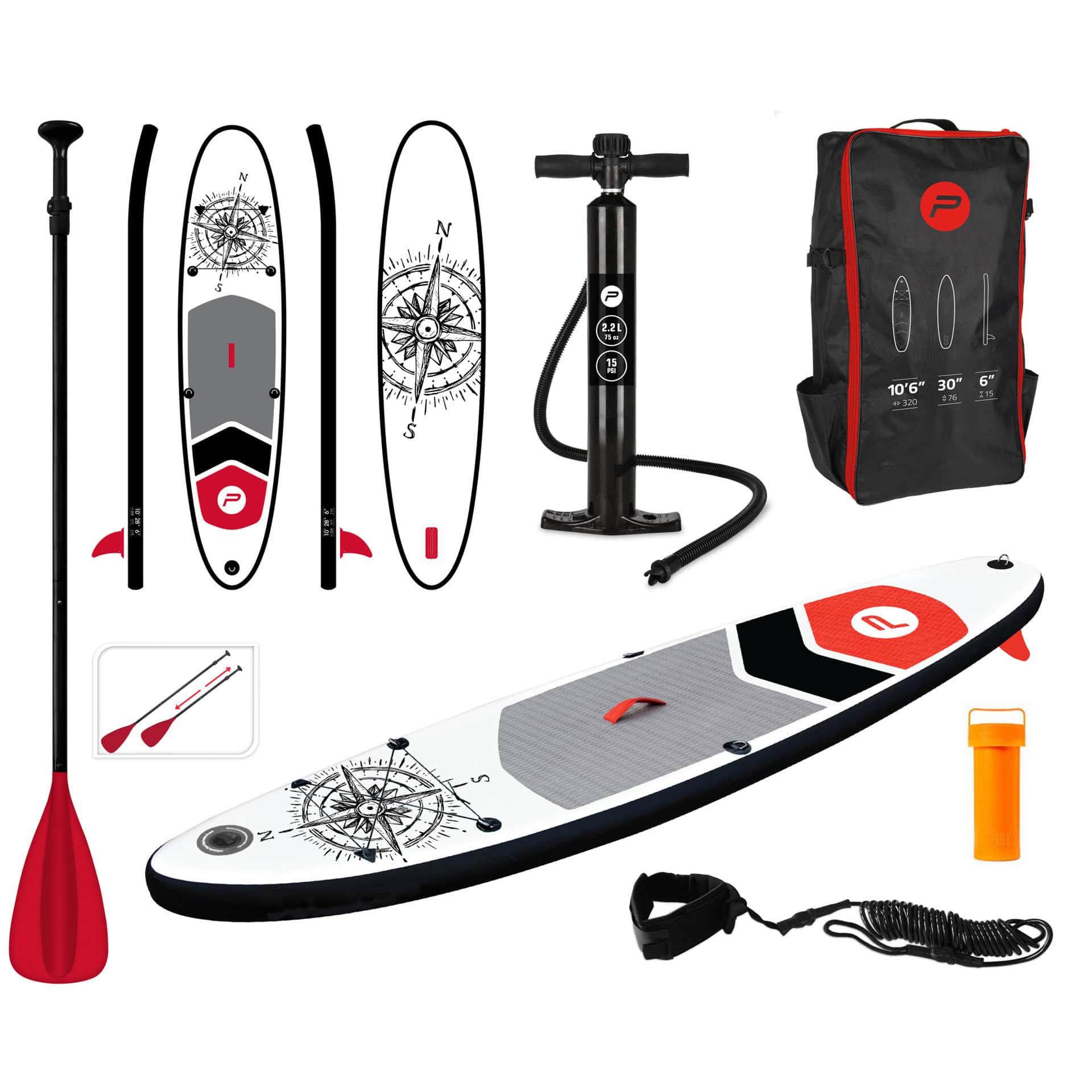 Pure4Fun SUP Board - Opblaasbaar Paddle Board - 305x71x10 cm - Kompas