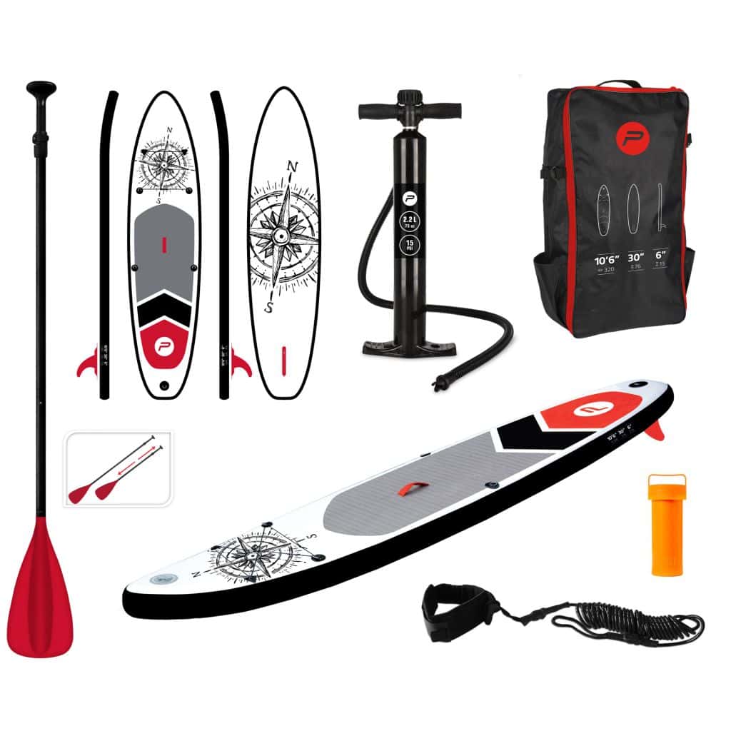 Pure4Fun SUP Board - Opblaasbaar Paddle Board - 320x76x15 cm - Kompas