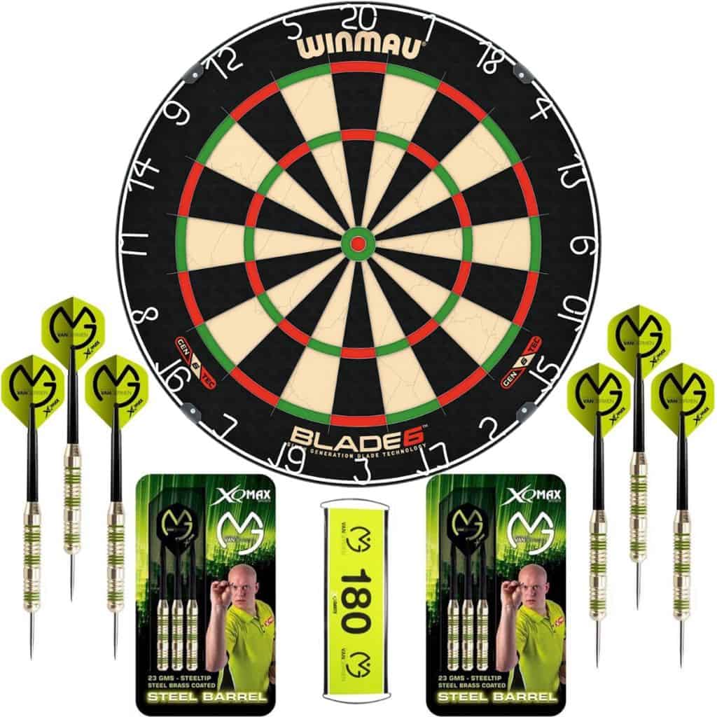 Winmau Blade 6 met 2 sets Michael van Gerwen dartpijlen