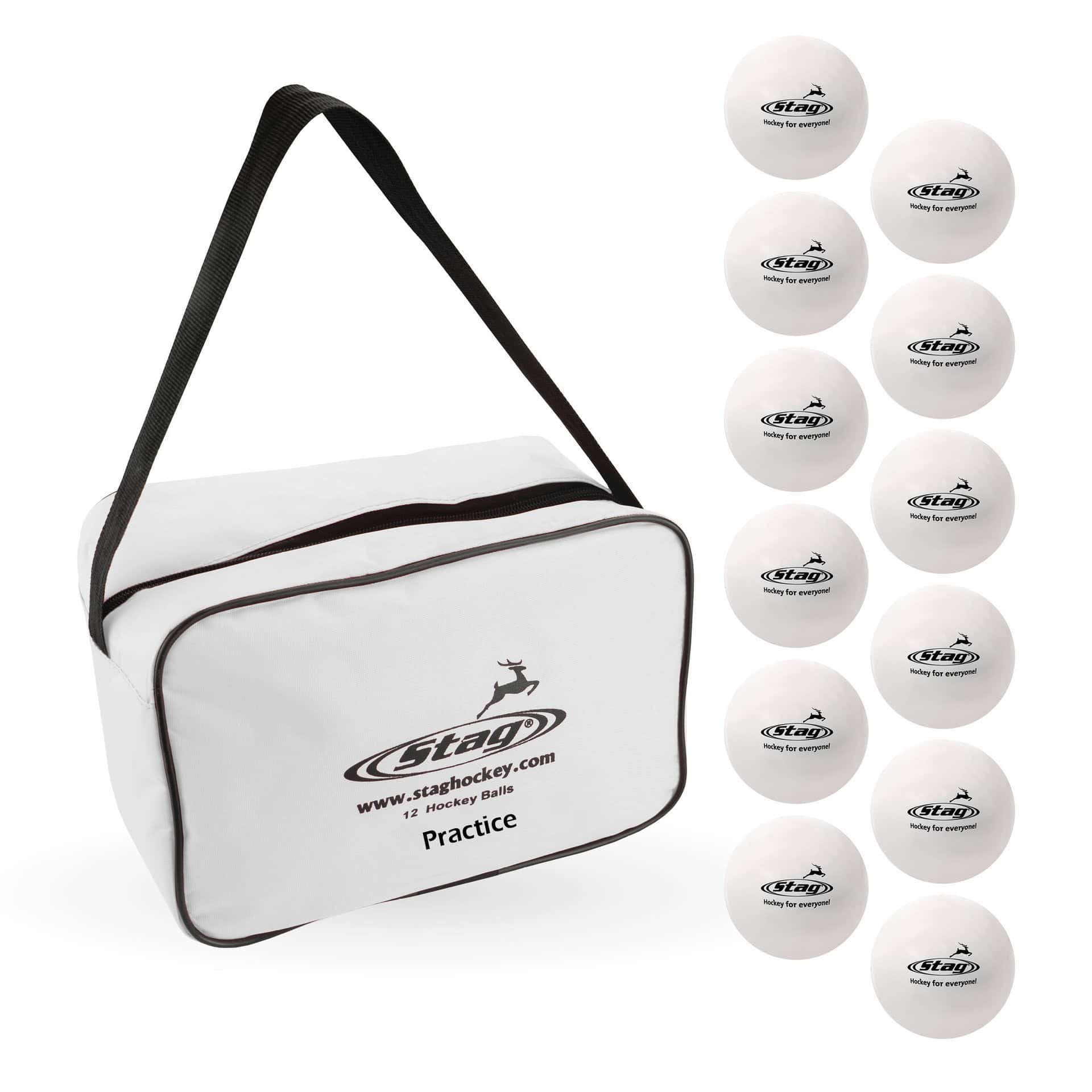 Stag Hockeybal Practice Wit - Set van 12 - Inclusief Ballentas
