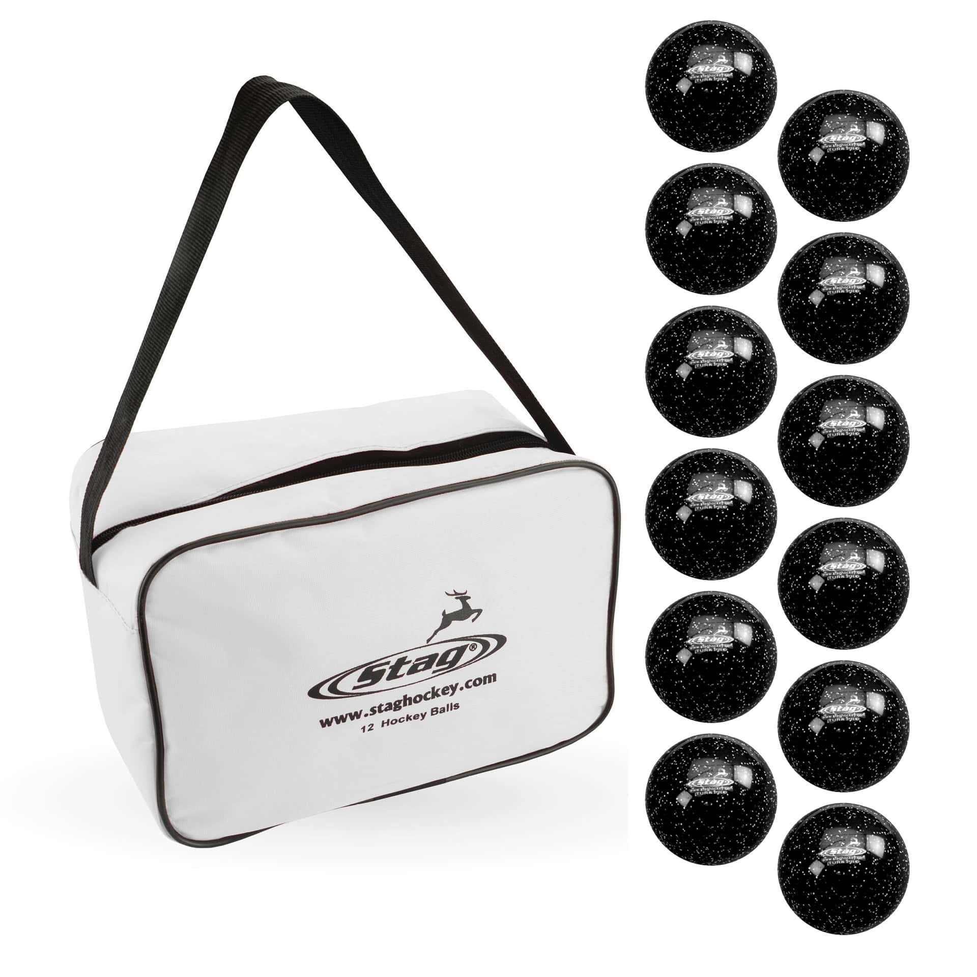 Stag Hockeybal Turf Pro Zwart Glitter - Set van 12 - Inclusief Ballentas