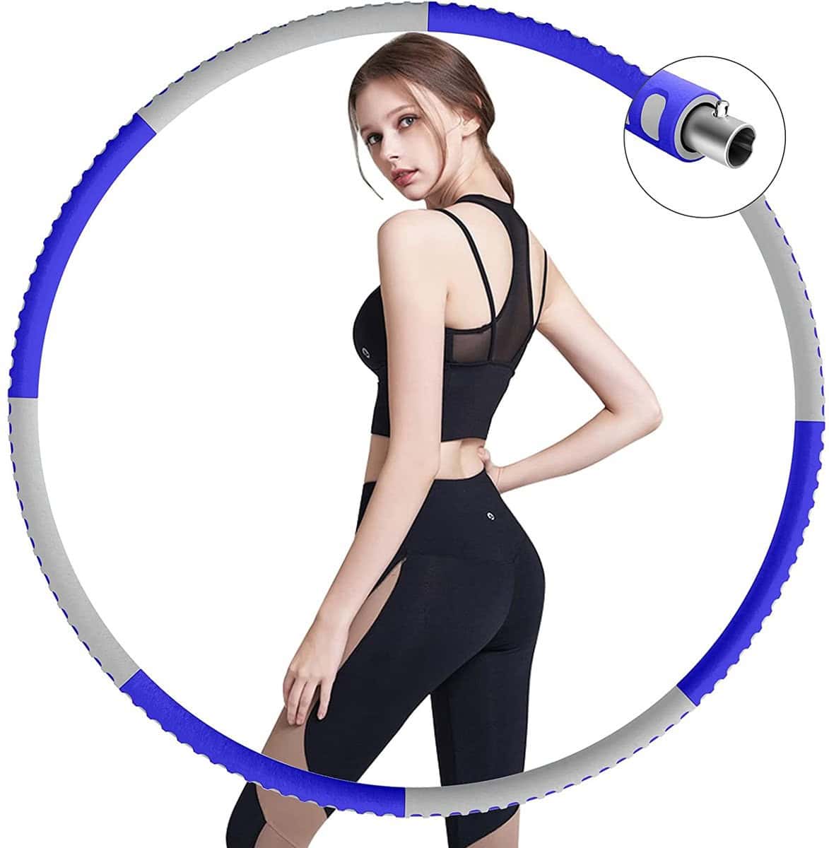 Hoelahoep - Fitness - hoelahoep met gewicht - verstelbaar 1.2kg tot 1.5kg - hula hoop fitness – grijs/paars - Cadeau - Afbeelding 4