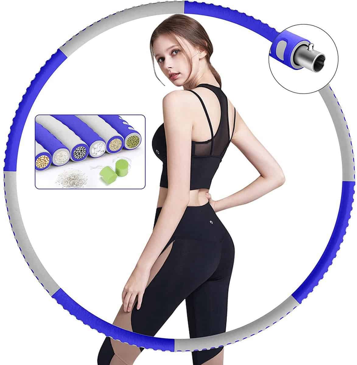 Hoelahoep - Fitness - hoelahoep met gewicht - verstelbaar 1.2kg tot 1.5kg - hula hoop fitness – grijs/paars - Cadeau