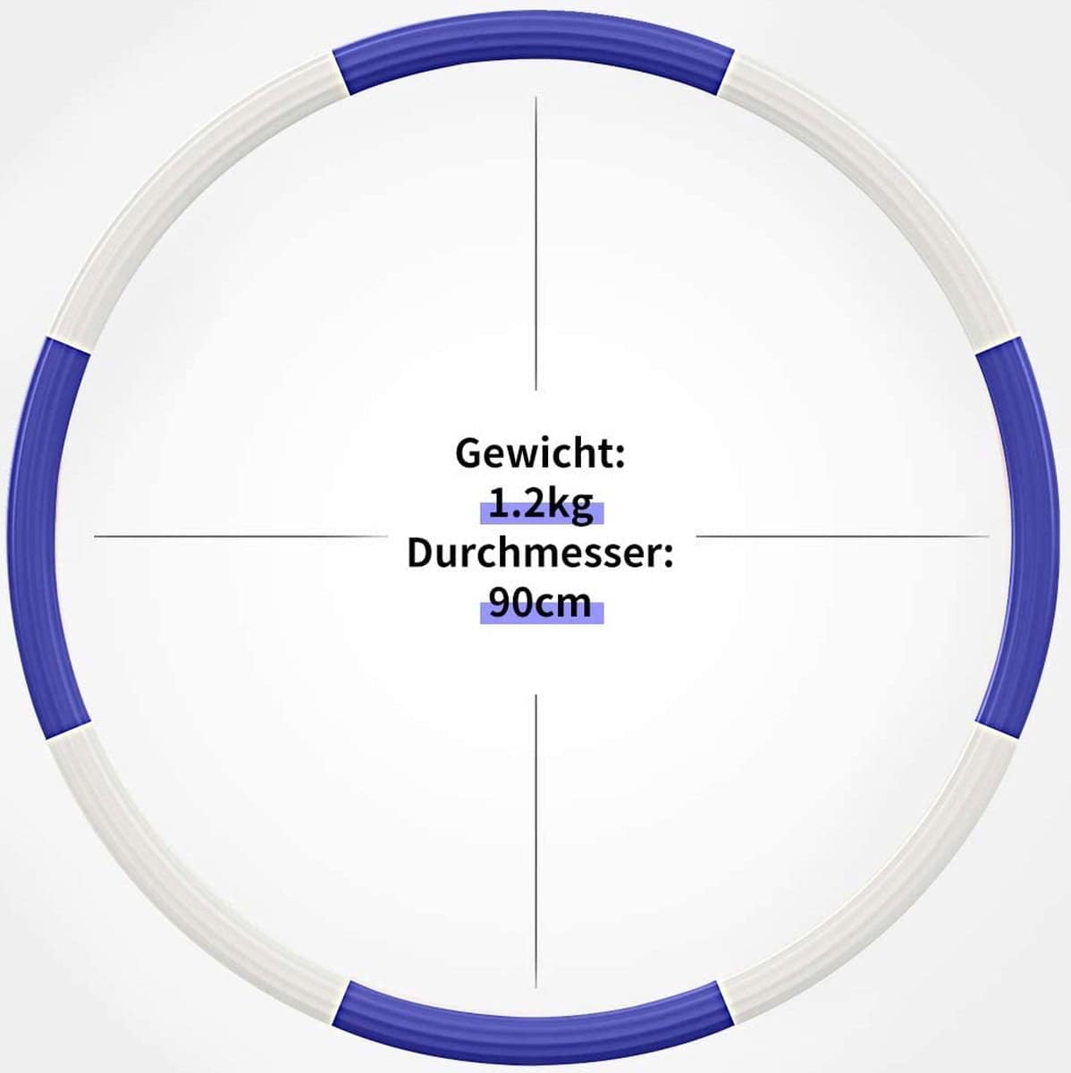 Hoelahoep - Fitness - hoelahoep met gewicht - verstelbaar 1.2kg tot 3.2kg - hula hoop fitness - blauw paars/grijs - Cadeau - Afbeelding 7
