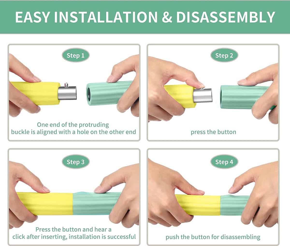 Hoelahoep - Fitness - hoelahoep met gewicht - verstelbaar 1.2kg tot 3.2kg - hula hoop fitness - geel/mint - Cadeau - Afbeelding 5