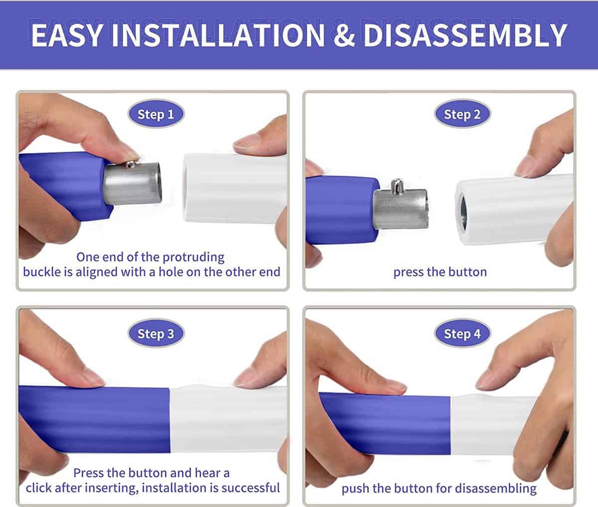 Hoelahoep - Fitness - hoelahoep met gewicht - verstelbaar 1.2kg tot 3.2kg - hula hoop fitness - blauw paars/grijs - Cadeau - Afbeelding 5