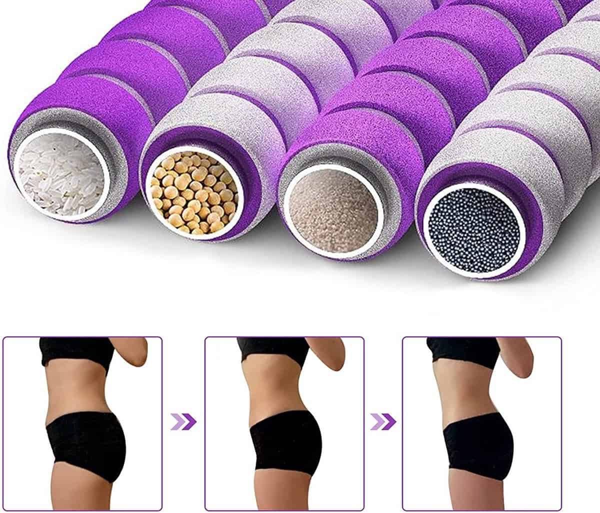 Hoelahoep - Fitness - hoelahoep met gewicht - verstelbaar 1.2kg tot 3.2kg - hula hoop fitness - paars/grijs - Cadeau - Afbeelding 2