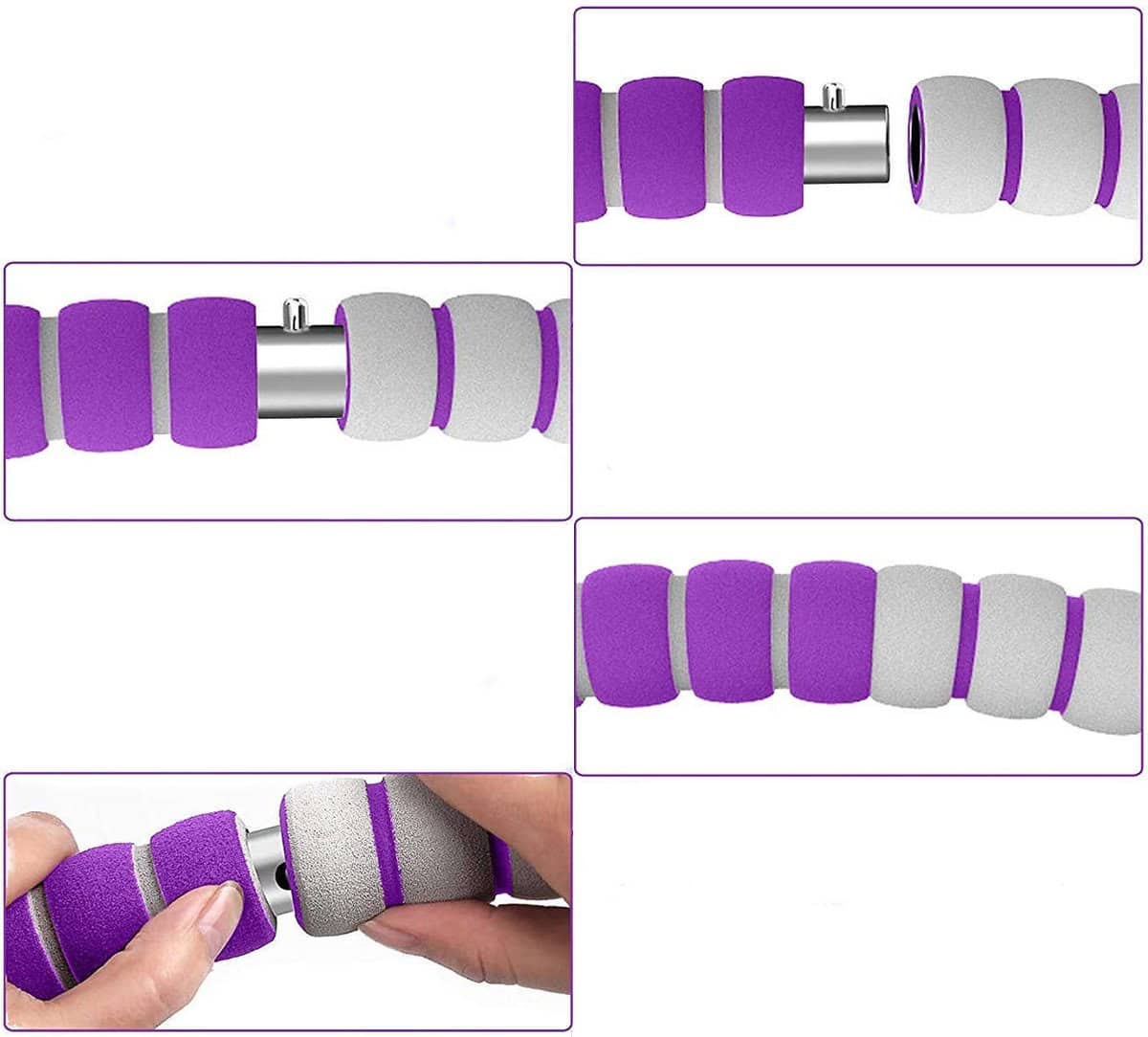 Hoelahoep - Fitness - hoelahoep met gewicht - verstelbaar 1.2kg tot 3.2kg - hula hoop fitness - paars/grijs - Cadeau - Afbeelding 5