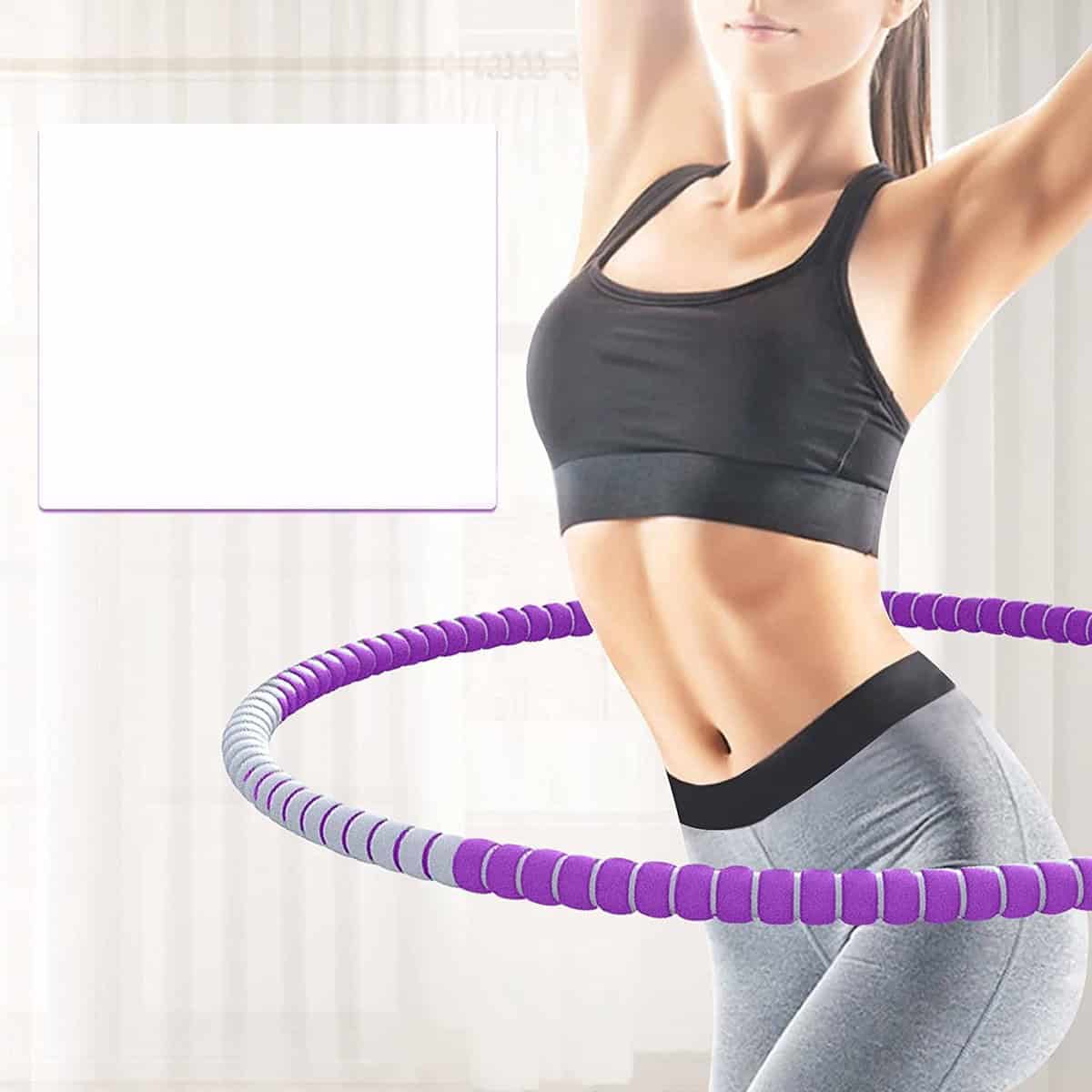 Hoelahoep - Fitness - hoelahoep met gewicht - verstelbaar 1.2kg tot 3.2kg - hula hoop fitness - paars/grijs - Cadeau - Afbeelding 3