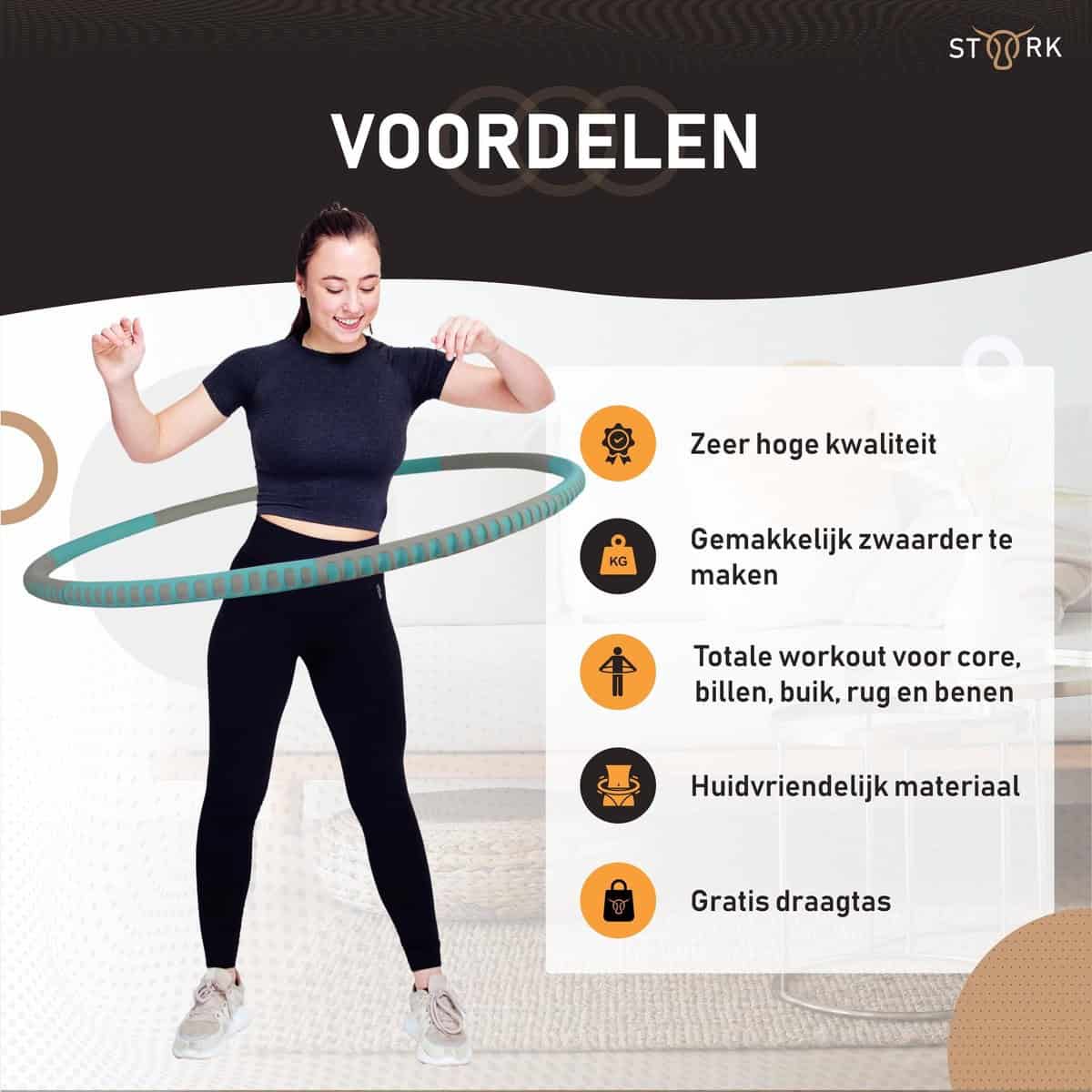 Fitness Hoelahoep - Cadeau - Sport Hoepel - Hoelahoep volwassenen - Waist Trainer - Gym - Thuis - 1-4 KG/94 cm+ gratis hoepeltas - Afbeelding 6