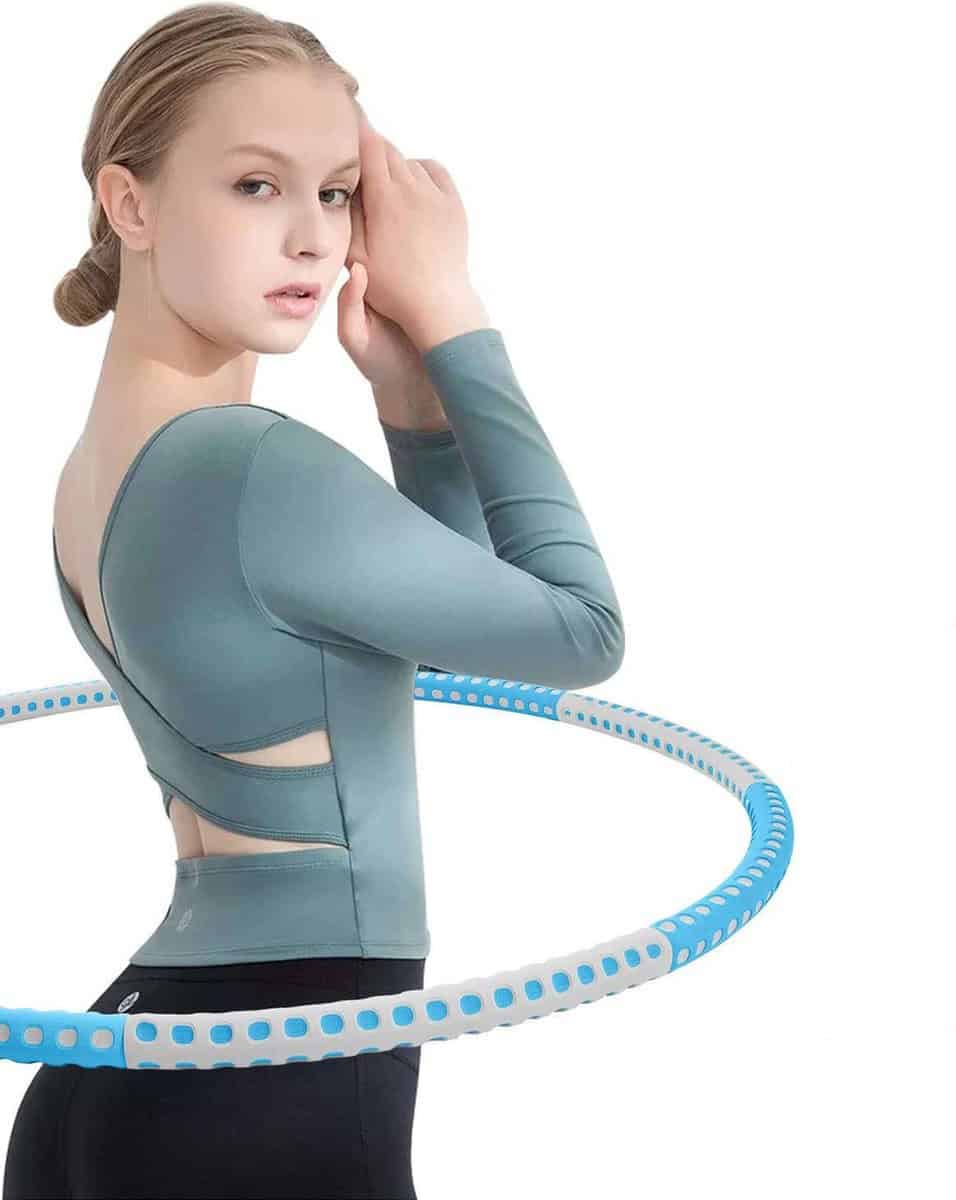 Hoelahoep - Fitness - hoelahoep met gewicht - verstelbaar 1.2kg tot 3.2kg - hula hoop fitness - aqua/grijs - Cadeau - Afbeelding 5