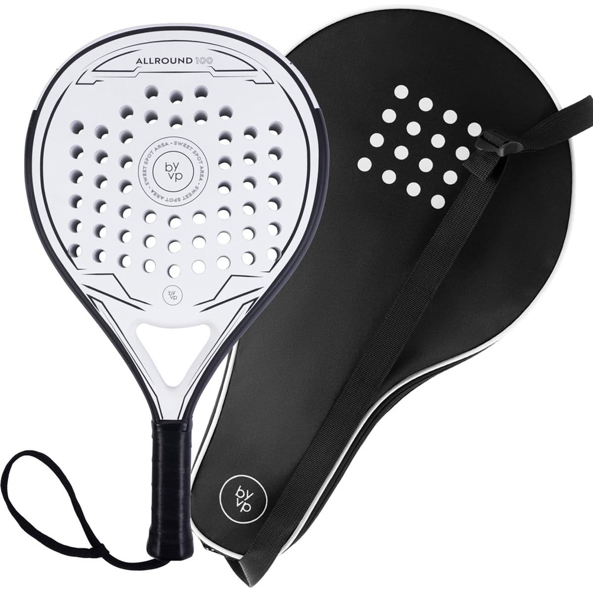 By-VP Padel Racket Allround 100 - Lichtgewicht Padelracket - Ronde vorm - Sweetspot - Geschikt voor Alle Niveaus