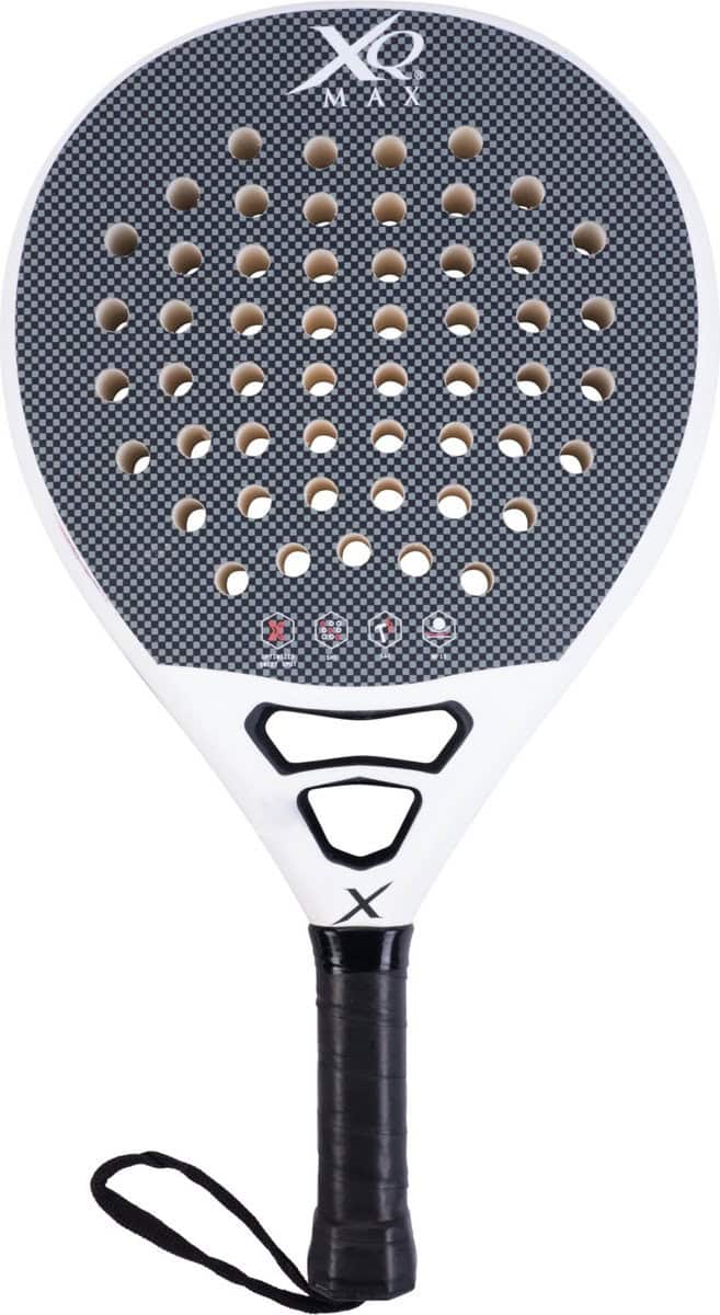 XQMax Padel Racket Carbon Wit (B-Keuze) - met 3 Padel Ballen - Lichtgewicht Padelracket - Ronde vorm - Sweetspot - Afbeelding 2