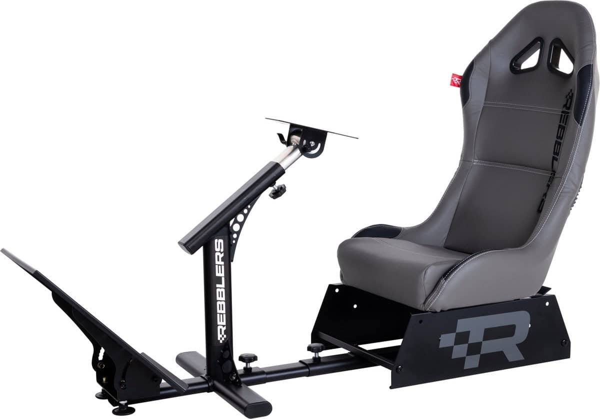 Rebblers GT Premium - F1/Rally/Racestoel - Leger Grijs - Universele Race Simulator - Geschikt voor racestuur - Gaming stoel - Verstelbaar/Inklapbaar - Gaming - Gamestoel - Afbeelding 4