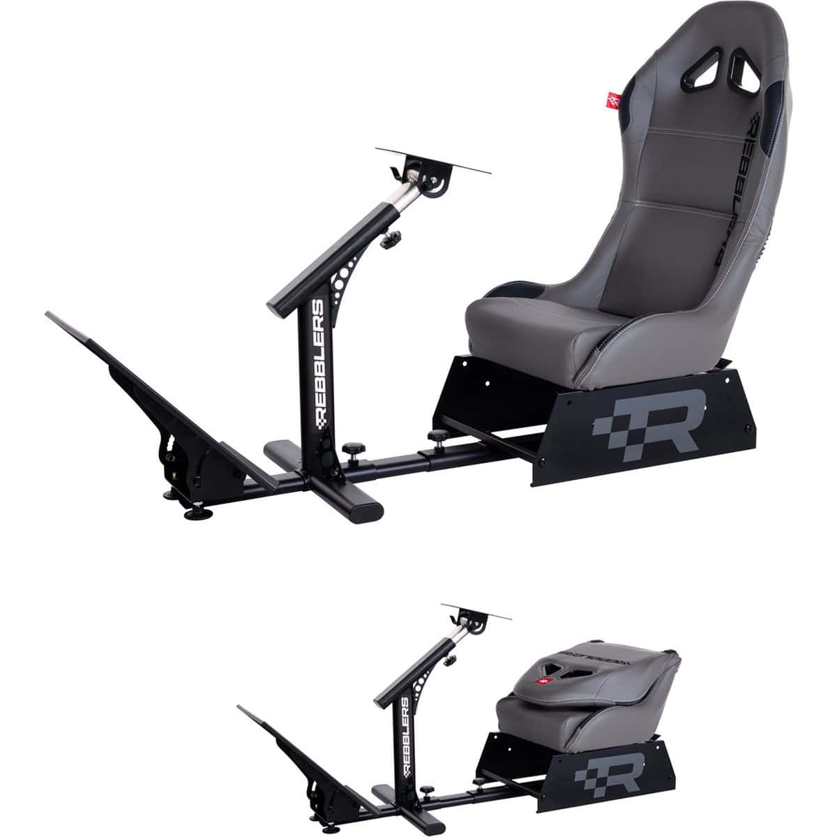 Rebblers GT Premium - F1/Rally/Racestoel - Leger Grijs - Universele Race Simulator - Geschikt voor racestuur - Gaming stoel - Verstelbaar/Inklapbaar - Gaming - Gamestoel