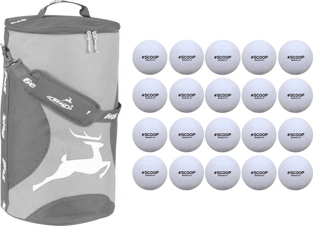 Stag Hockey Ballentas voor 36 ballen - Zwart/Grijs - Inclusief Scoop 20 Hockeyballen - Hockeybal - Wit