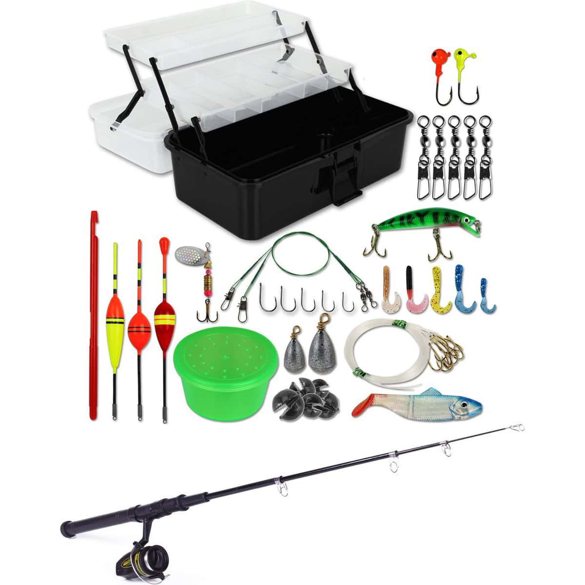 XQMax Vishengel Set - 117-delige Viskoffer met Telescopische Hengel - Visspullen