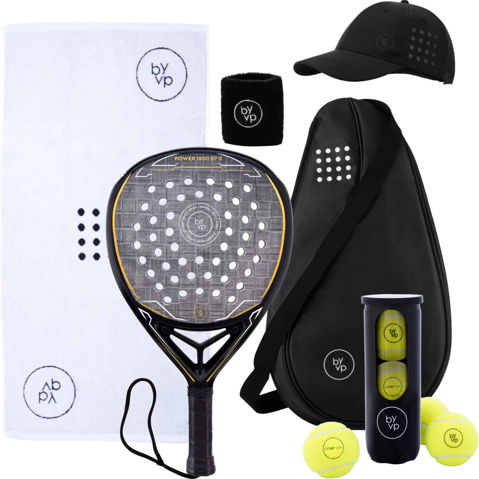 By-VP Power Set - Complete Padelset - Incl. Padelballen - Tas - Zweetband - Pet - Handdoek