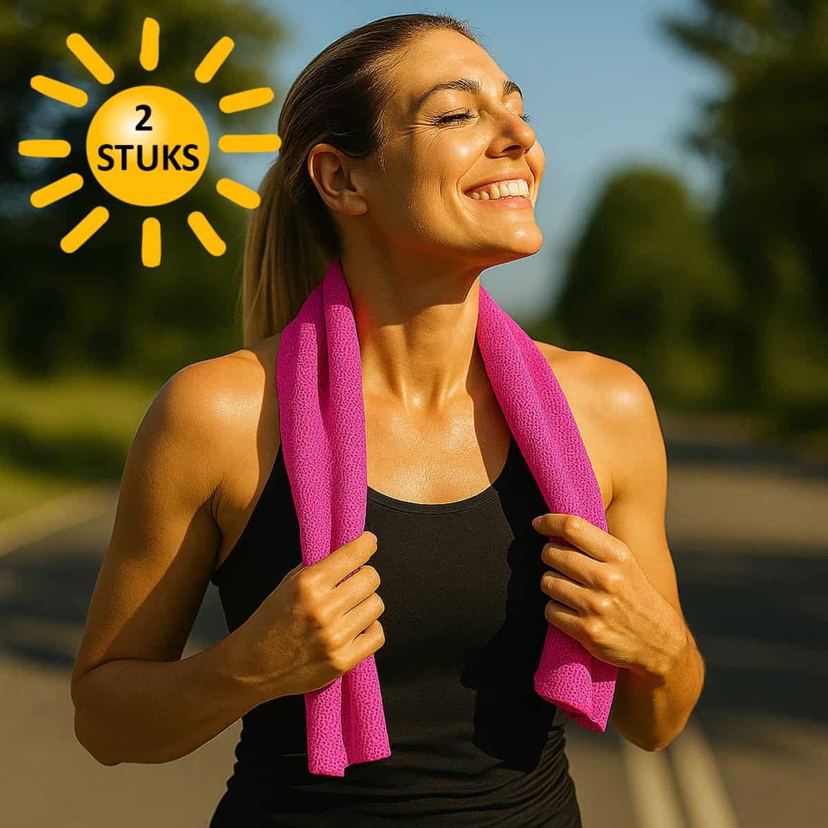 Sorprese Koelhanddoek - 2 Stuks - Roze - Verkoelende Handdoek