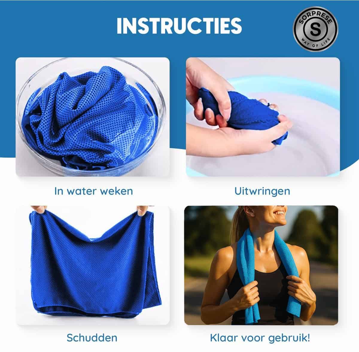 Sorprese Koelhanddoek - 2 Stuks - Antraciet - Verkoelende Handdoek - Afbeelding 2
