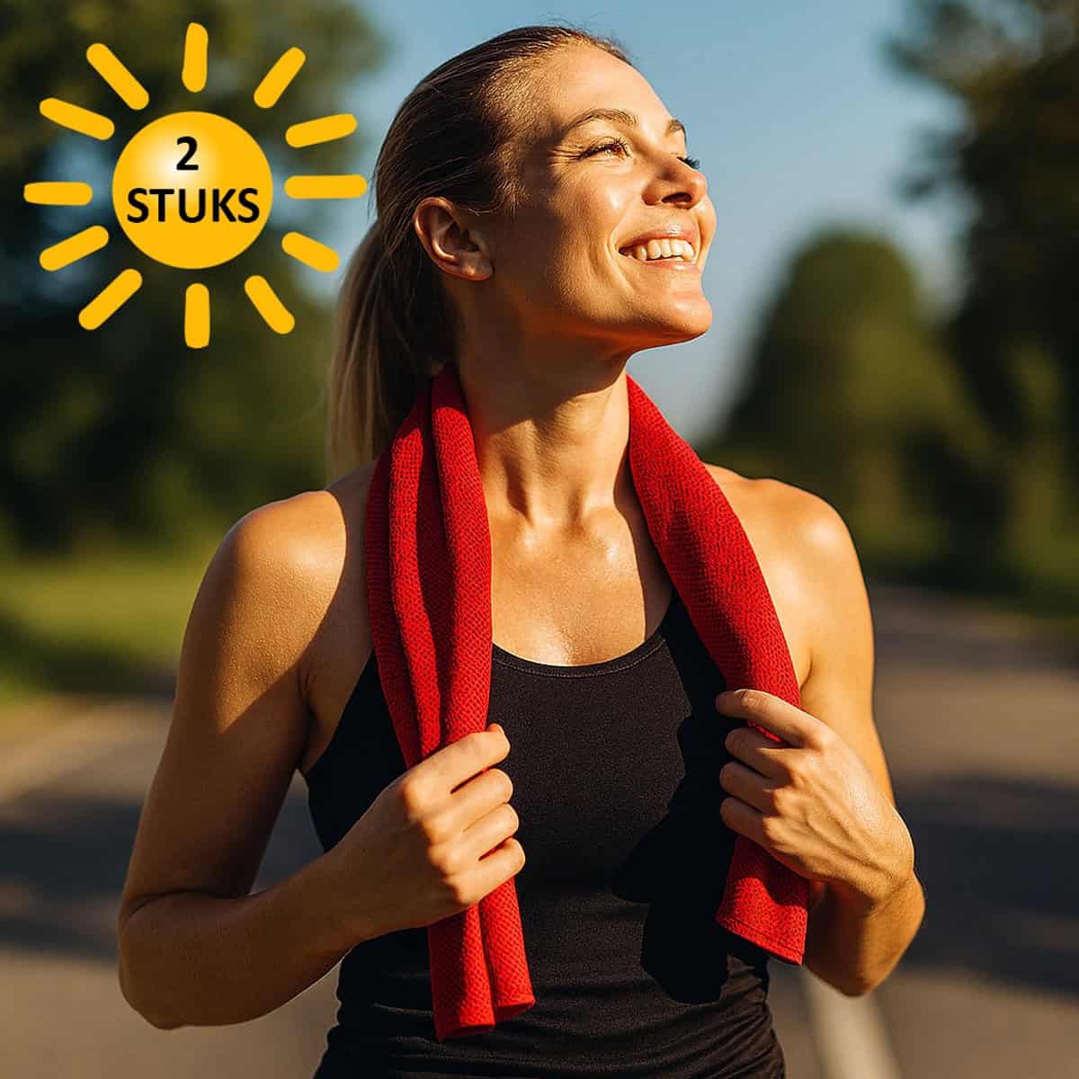 Sorprese Koelhanddoek - 2 Stuks - Rood - Verkoelende Handdoek