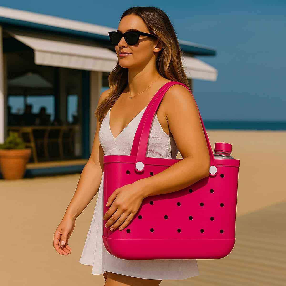 Sorprese Strandtas & Weekendtas XL - Donkerroze - EVA Waterdicht & Zandproof