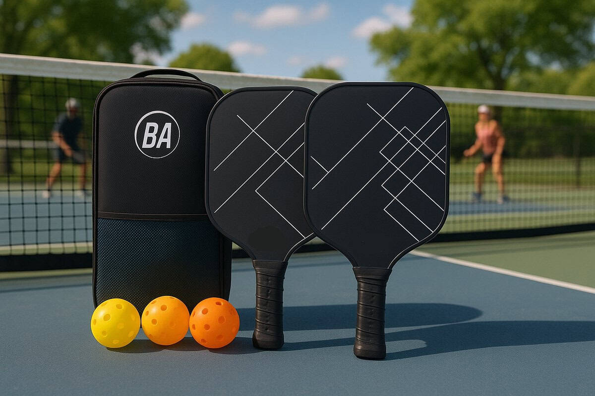 Best Active Pickleball Set - 2 Rackets & 4 Ballen - Carbon Fiberglass - Black Out - Afbeelding 3
