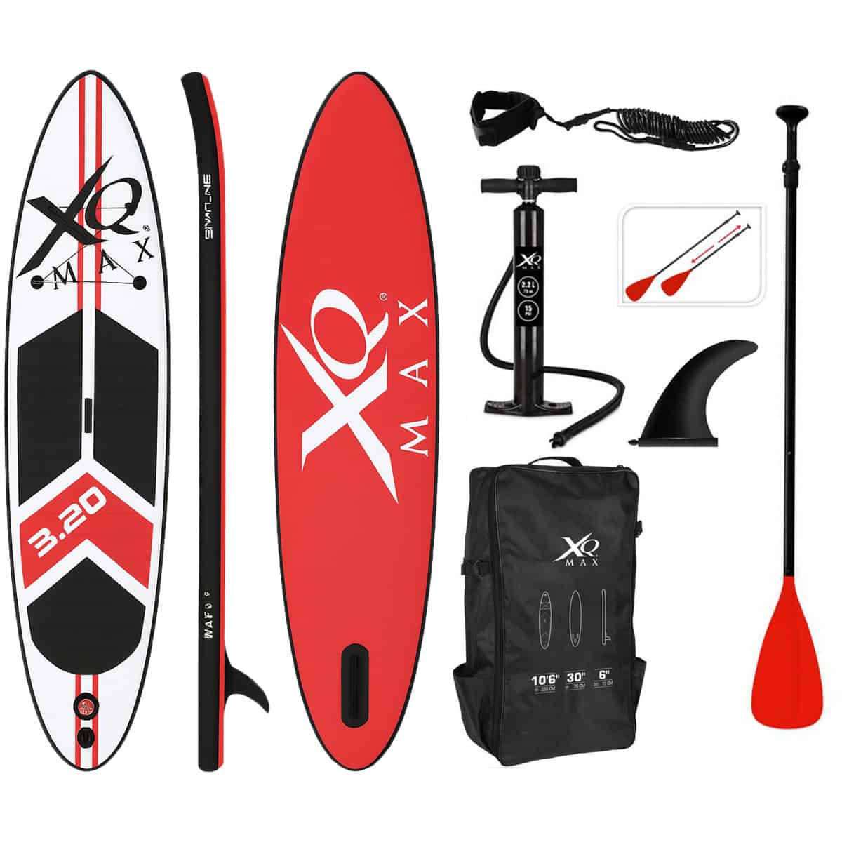 XQ Max SUP Board - Opblaasbaar Paddle Board - 320x76x15 cm - Rood