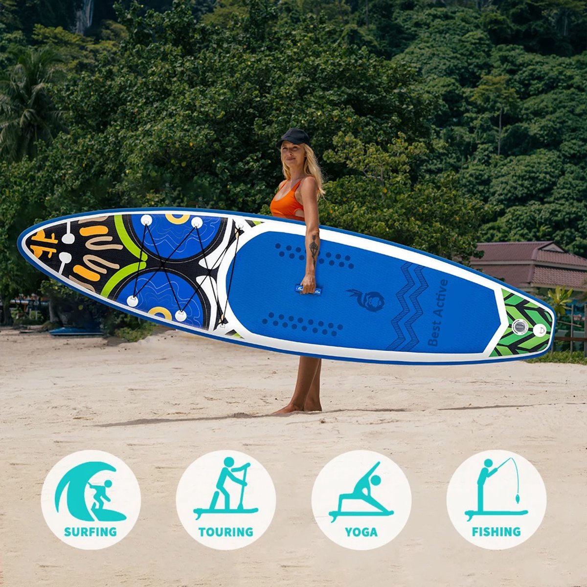 Best Active SUP Board - Opblaasbaar Paddle Board - 350x84x15 cm - Donkerblauw - Afbeelding 2