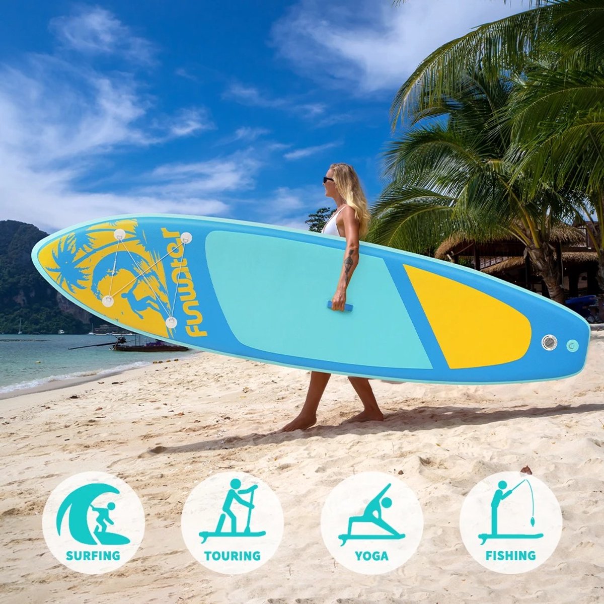 Best Active SUP Board XXL - Opblaasbaar Paddle Board - 335x84x15 cm - Lichtblauw - Afbeelding 2