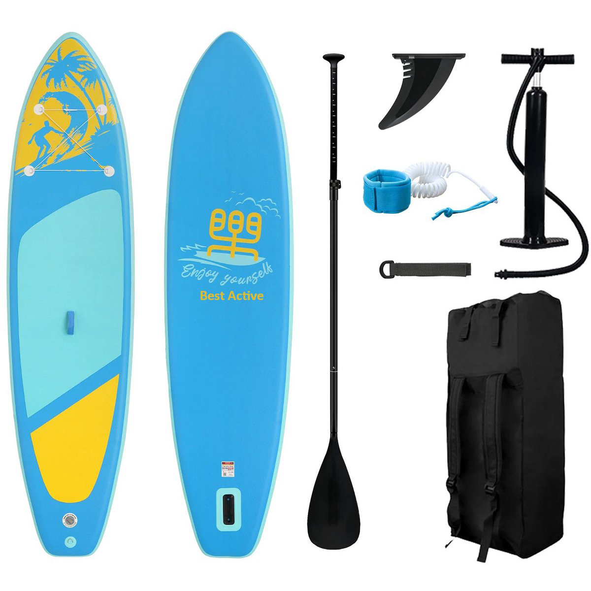 Best Active SUP Board XXL - Opblaasbaar Paddle Board - 335x84x15 cm - Lichtblauw