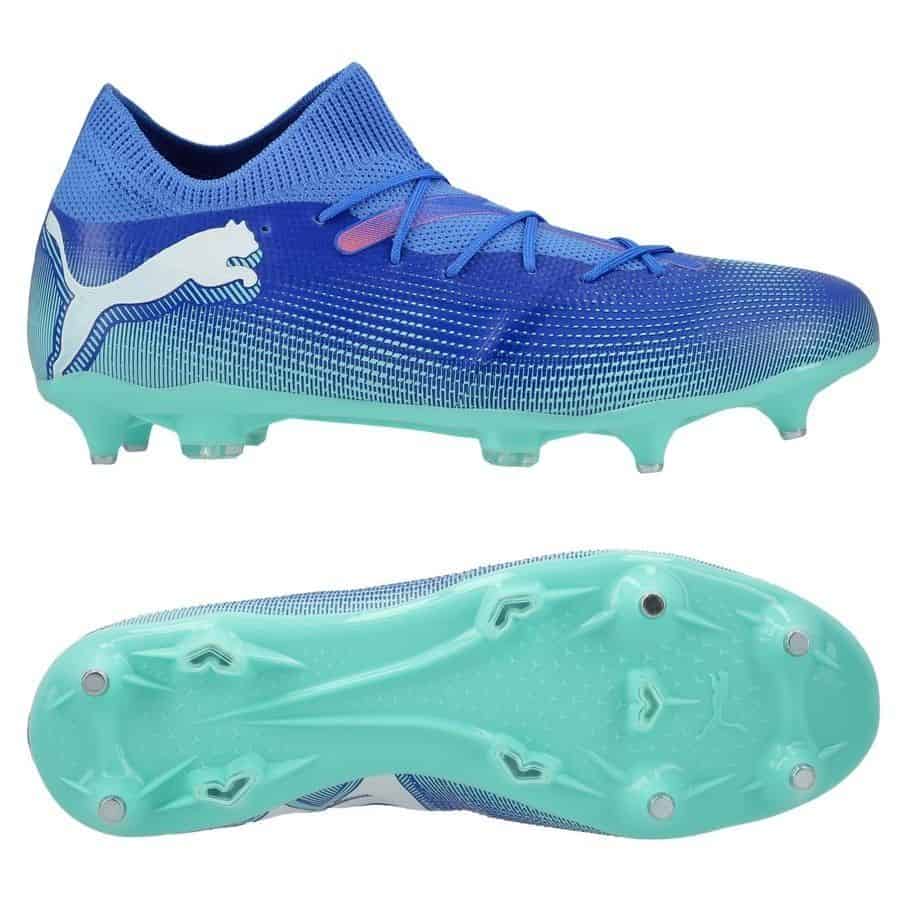 PUMA Future 7 Match MXSG - Voetbalschoenen - Bluemazing / White / Electric Peppermint - Ijzeren Nop