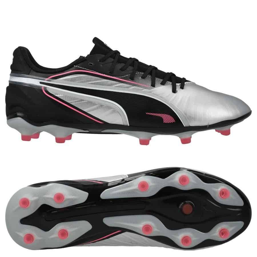 PUMA King Match FG/AG - Voetbalschoenen - Silver / Black / Sun Struck / White